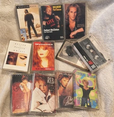 |Lot of 11| VG+ VTG/1990's (Country/Pop/Rock) Cassette Tapes: REBA, Bette, Mix Foto 1 de 2