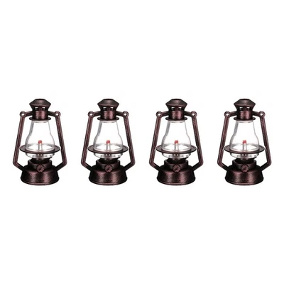 Dollhouse Micro Lantern, 4.33" Height, Plastic Mini Kerosene Lamp Copper, 4pcs - Image 1 of 4