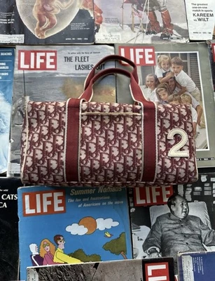 Christian Dior Mini Bolso Boston Nº2 Bolso de Mano Trotter Rojo Lona Auténtico Foto 1 de 4