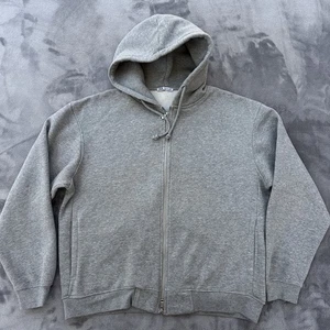 Zara Hoodie Mens Large Gray Full Zip Fleece Lined Sweatshirt Drawstring Pockets - Picture 1 of 11