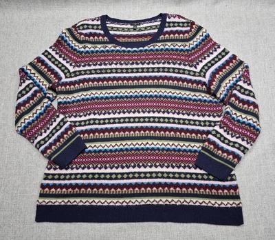 Talbots Woman Sweater Womens 2X Navy Multicolor Fair Isle Crewneck Pullover - Image 1 of 4