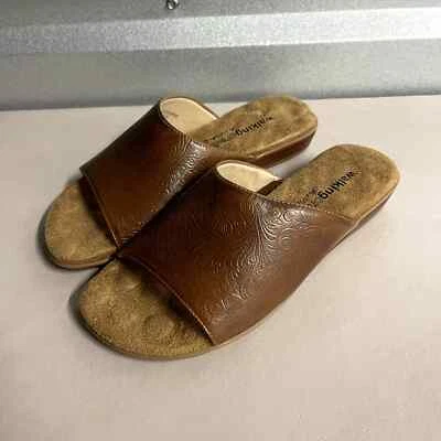 Sandálias femininas de couro marrom com uma alça para berços de caminhada - Tamanho 6.5 - Imagem 1 de 4