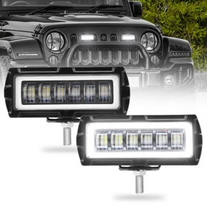 2x 5inch LED Work Light Bar White Halo Flood Spot Fog Lamp Offroad Driving Truck - Picture 1 of 11