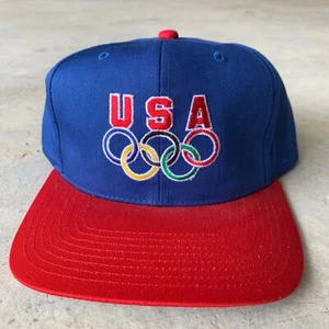 1996 OLYMPICS GAMES RINGS USA SCRIPT  VINTAGE 90'S HAT CAP  SNAPBACK starter - Picture 1 of 3