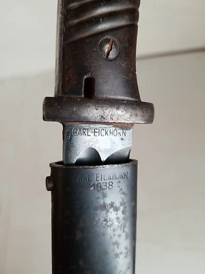 WWII German M84 K98 Mauser Bayonet w/Scabbard & Frog - Eickhorn - Match#s - 1938 - Image 1 of 4