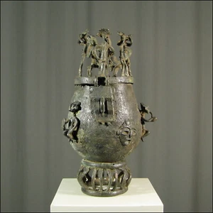 62494) Bronze Deckel-Dose Aschanti Ghana Afrika Africa Afrique figure ART KUNST - Bild 1 von 1