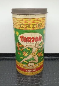 Rare Vintage tarzan Coffee Tin 1 kilo Can Litho Advertising Ind. Argentina - Bild 1 von 13