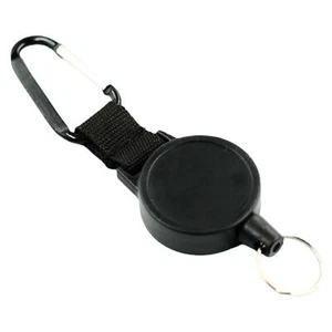 2 x Heavy duty Retractable Pull Badges ID Reel Carabiner Key Chain Cable Recoil - Picture 1 of 8