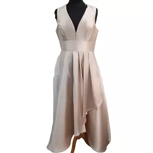 COAST - champagne satin dress waterfall detail - size 12 PARTY PROM BRIDESMAID - Picture 1 of 12