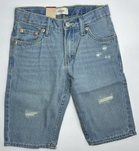 Boys Size 8 Levi's 511 Slim Denim Shorts Adjustable Waistband Ripped Blue - Picture 1 of 4