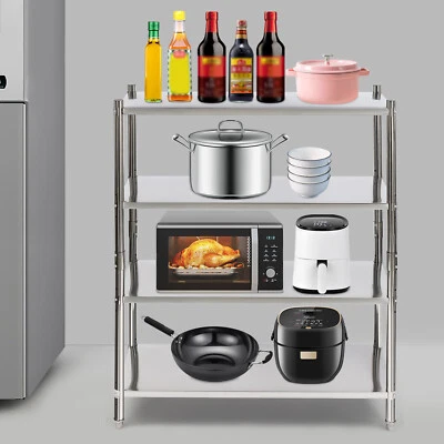 Free Standing Rectangle Kitchen Shelves Stainless Steel 4-Tiers Shelf Rack - Image 1 of 4
