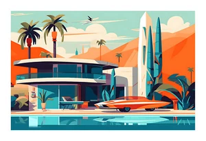 1960s Mid Century Modern Atomic Age Art Print cx2 - Picture 1 of 2