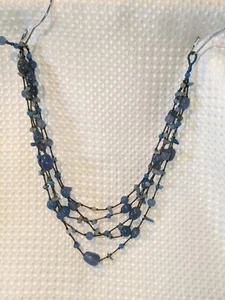 Blue Florentine Crystal Necklace, Glass Beads , 5 Strands 19" Long - Picture 1 of 20