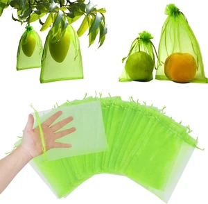 100 Pcs Fruit Protect Bags,Fruit Cover Mesh Bag with Drawstring,Reusable Mesh Ga - Picture 1 of 12