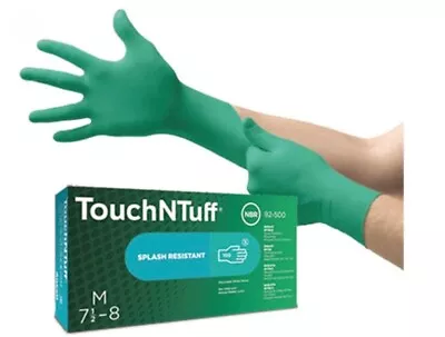 100 Ansell TouchNTuff Gloves -92-600 - Size L - Nitrile Heavy Duty No Powder • 20.71£
