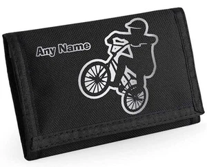 BMX Outline Personalised Boys Kids Ripper Wallet With Coin Holder Gift - Picture 1 of 12