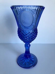 Vintage Avon Blue Cobalt Wine Goblet Glass George Washington - Picture 1 of 4
