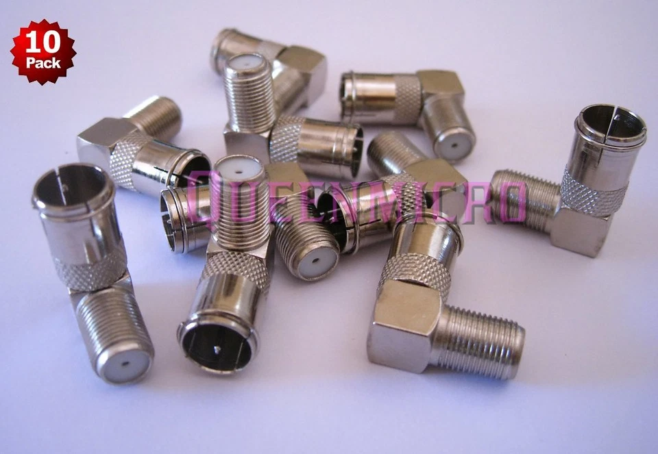 10x F Push On Rechter Winkel Schnell Koaxial Stecker Buchse TV Kabel Stecker Adapter - Bild 1 von 1