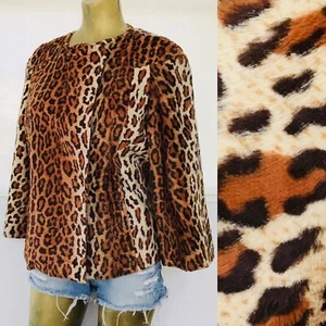 Philippe ADEC PARIS Rouge Ligne $545 LEOPARD Print Faux Fur SWING JACKET Size 8 - Picture 1 of 12