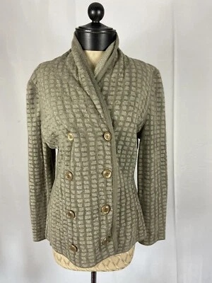 Cárdigan Suéter Cuello Chal Gris Cuadros ARMANI Collezioni Talla 12 Foto 1 de 3
