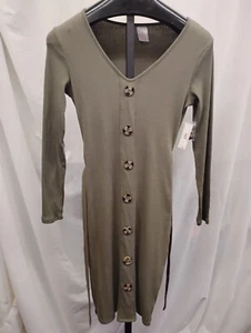 No Boundaries Green Belted Button Front Midi Dress Size M(7-9) - Picture 1 of 15