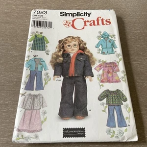 Simplicity 7083 Pattern 2002 18” Doll Clothes Jeans Dress Top Hippie Retro - Picture 1 of 4
