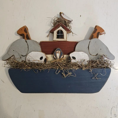 Arca de Noé corte madera pintada colgante de pared o cuidador de mesa King's Things... Foto 1 de 4