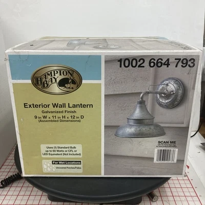 Aplique de montaje en pared Hampton Bay Wetherby acabado galvanizado exterior luz de granero nuevo Foto 1 de 4