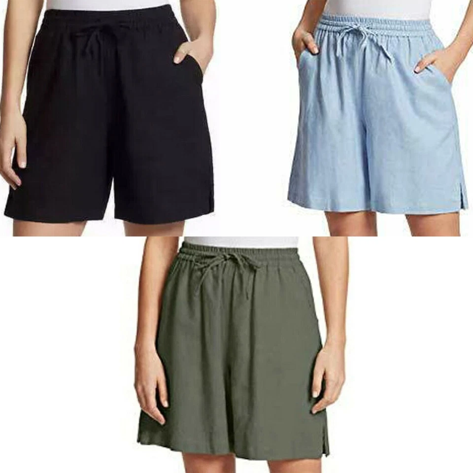 Gloria Vanderbilt Black Linen Shorts Size S Small Womens