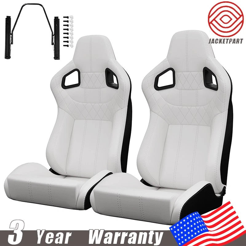 2 pcs Reclinable Racing Seats for Toyota PVC Leather w/ Dual-Slider Bucket Seats - Image 1 of 4