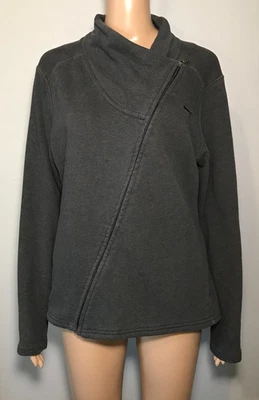 Puma Women's Sweatshirt Size XL Gray Asymmetric Full Zip Mock Neck Athletic Knit - Image 1 of 4