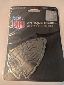 Kansas City Chiefs Antique Nickel Auto Emblem NFL Licensed New - Picture 1 of 8