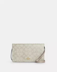 Coach CX593 Anna Foldover Clutch Umhängetasche Signature Canvas & Leder NEU - Bild 1 von 5