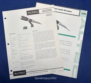 Vintage Altec Operating Instructions & Spec Sheet / 659A Microphone - Picture 1 of 1