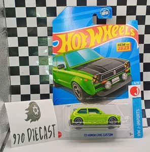 Hot Wheels '73 Honda Civic Custom (neon/hot) grün #117 - 2023 HW J-Imports - Bild 1 von 1