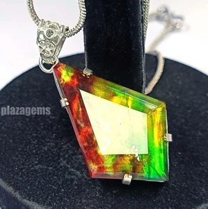 EGL 59,40 ct Ammolith & Opal Doublet Halskette ausgefallener Schliff 925 Sterlingsilber 5 ASQ - Bild 1 von 8