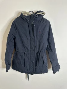 Jack Wills schwarzer Parka Mantel Größe UK 8 Damen durchgehender Reißverschluss Sherpa gefütterte Jacke Kapuze - Bild 1 von 8