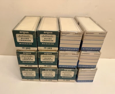 Lot of 12 Vintage Argus & Airequipt Slide Changer Magazines Holds 36 2x2 slides - Image 1 of 4