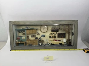 Rare VTG Danbury 1:24 Roadster with Clark’s Auto Garage Diorama Clock Working - Picture 1 of 17