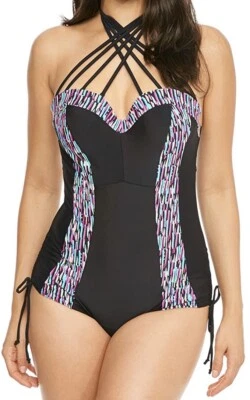 Curvy Kate Galaxy Swimsuit Black Size 30F 8 Strapless Bandeau Padded Bra CS3757 — 第 1/4 张图片