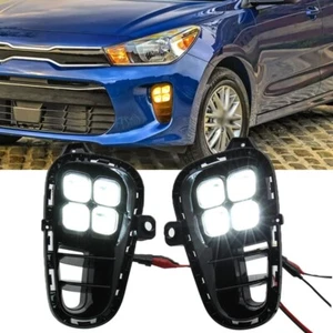 2Pcs/set LED Front Fog Light DRL Turn Signal Lamp 4 Eyes For Kia RIO 2017-2020 - Picture 1 of 12