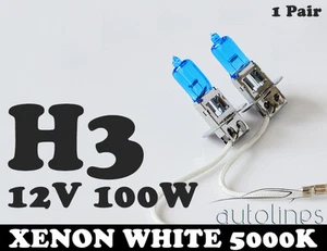H3 12V 100W Xenon White 5000k Halogen Fog Car Headlight Lamp Globes Bulbs HID - Picture 1 of 6