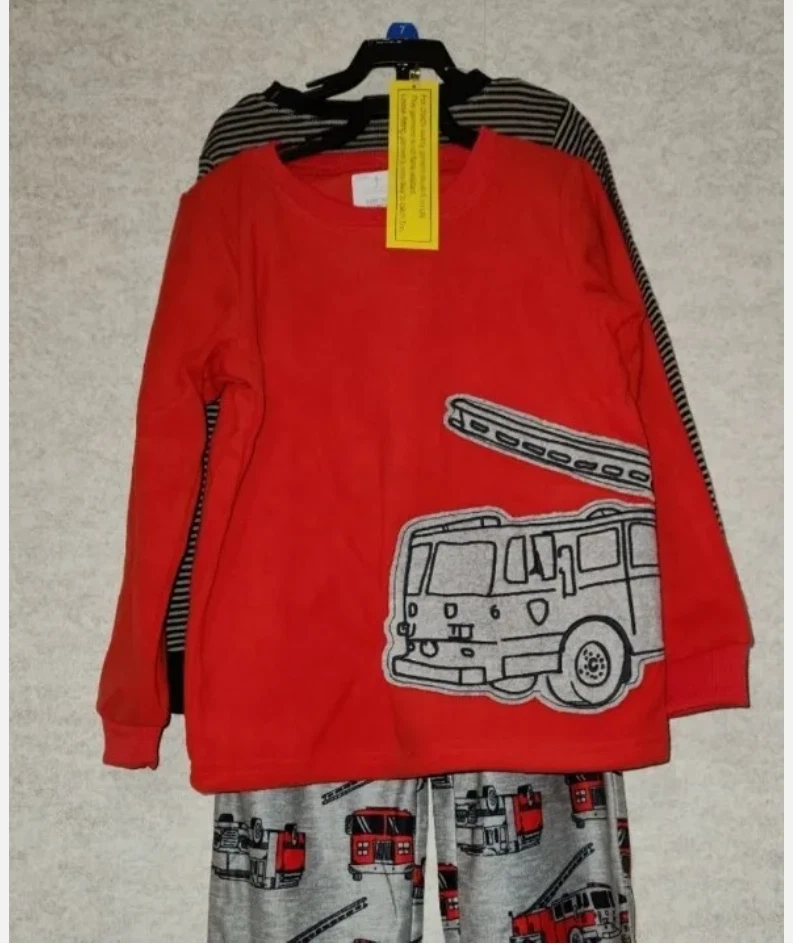 Carters Boy 3PC Set Fleece Pullover T-Shirt Pants (Red/Grey) Size 8
