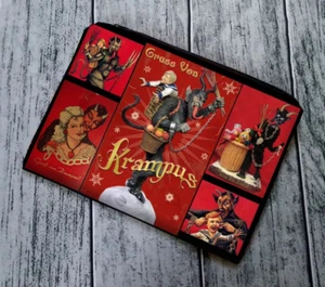 Krampus Zipper Pouch Mesh Cosmetic Makeup Handmade to Order Christmas Horror - Picture 1 of 3