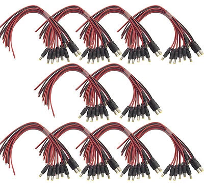 100pcs 5.5-2.1mm CCTV Security Camera DC Power Jack Connector Male END Pigtail - Image 1 of 4