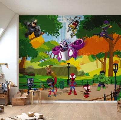 Mural de pared verde caza del tesoro verde para dormitorio de niños Spidey Foto 1 de 4