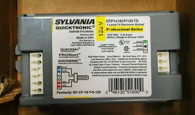 Sylvania OSRAM QTP1x18CF/120 TS 1LAMP T4 18W ELECTRONIC 120V NEW QTP1 X 18CF - Image 1 of 2