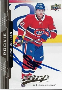 Tarjeta de novato firmada por Noah Juulsen UD 2018/19 MVP Montreal Canadiens original - Imagen 1 de 2