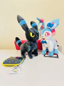 8” Umbreon Sylveon Plush Doll Pocket Monster Toy Pokemon Eevee Stuff Animal Set - Picture 1 of 14