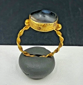Asian Near Eastern Bactrian Greek Roman Antique Vintage Gems Jewelry Gold Ring - Picture 1 of 13